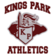 Kings Park Athletic Boosters Logo -- Maroon and grey Knight holding a shield and sword with letters K P on the shield